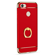Funda Bumper Lujo Marco de Metal y Plastico con Anillo de dedo Soporte para Xiaomi Redmi Note 5A High Edition Rojo