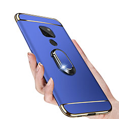 Funda Bumper Lujo Marco de Metal y Plastico con Magnetico Anillo de dedo Soporte para Huawei Mate 20 Azul