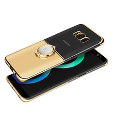 Funda Bumper Lujo Marco de Metal y Plastico con Magnetico Anillo de dedo Soporte para Samsung Galaxy S8 Oro