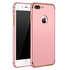 Funda Bumper Lujo Marco de Metal y Plastico F02 para Apple iPhone 7 Plus Oro Rosa
