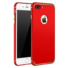 Funda Bumper Lujo Marco de Metal y Plastico F02 para Apple iPhone 8 Plus Rojo