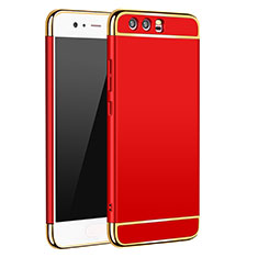 Funda Bumper Lujo Marco de Metal y Plastico M02 para Huawei P10 Rojo