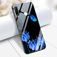 Funda Bumper Silicona Espejo Flores Carcasa M02 para Huawei P30 Lite XL Azul