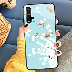 Funda Bumper Silicona Espejo Flores Carcasa para Huawei Honor 20S Cian