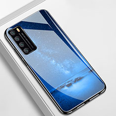 Funda Bumper Silicona Gel Espejo Estrellado Carcasa para Huawei Nova 7 5G Azul