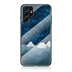 Funda Bumper Silicona Gel Espejo Estrellado Carcasa para Samsung Galaxy S21 Ultra 5G Azul