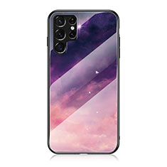 Funda Bumper Silicona Gel Espejo Estrellado Carcasa para Samsung Galaxy S21 Ultra 5G Morado