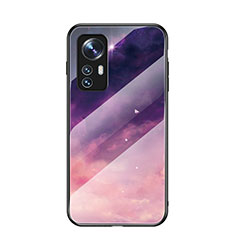 Funda Bumper Silicona Gel Espejo Estrellado Carcasa para Xiaomi Mi 12 Pro 5G Morado