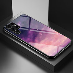 Funda Bumper Silicona Gel Espejo Estrellado Carcasa S01 para Samsung Galaxy S22 Ultra 5G Morado