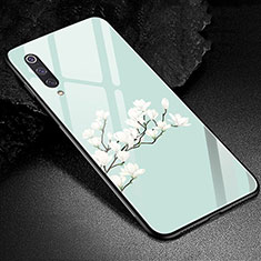 Funda Bumper Silicona Gel Espejo Flores Carcasa K01 para Xiaomi Mi A3 Cian