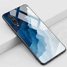 Funda Bumper Silicona Gel Espejo Flores Carcasa K02 para Xiaomi Mi A3 Azul