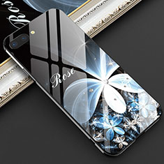 Funda Bumper Silicona Gel Espejo Flores Carcasa M03 para Oppo RX17 Neo Azul