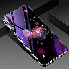 Funda Bumper Silicona Gel Espejo Flores Carcasa para Huawei Honor 9X Morado