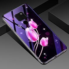 Funda Bumper Silicona Gel Espejo Flores Carcasa para Huawei Mate 20 X 5G Rosa