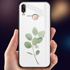 Funda Bumper Silicona Gel Espejo Flores Carcasa para Huawei Nova 3e Verde