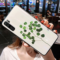 Funda Bumper Silicona Gel Espejo Flores Carcasa para Huawei Nova 7 SE 5G Verde