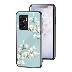 Funda Bumper Silicona Gel Espejo Flores Carcasa para OnePlus Nord N300 5G Cian