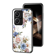 Funda Bumper Silicona Gel Espejo Flores Carcasa para Xiaomi Redmi Note 13 Pro+ Plus 5G Blanco
