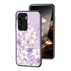 Funda Bumper Silicona Gel Espejo Flores Carcasa S01 para Huawei Honor 90 Lite 5G Purpura Claro