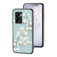 Funda Bumper Silicona Gel Espejo Flores Carcasa S01 para OnePlus Nord N300 5G Cian