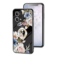 Funda Bumper Silicona Gel Espejo Flores Carcasa S01 para Oppo F21s Pro 4G Negro