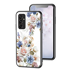 Funda Bumper Silicona Gel Espejo Flores Carcasa S01 para Samsung Galaxy M13 4G Blanco