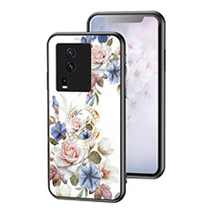 Funda Bumper Silicona Gel Espejo Flores Carcasa S01 para Vivo iQOO Neo7 5G Blanco