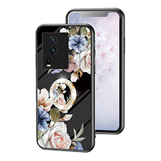 Funda Bumper Silicona Gel Espejo Flores Carcasa S01 para Vivo iQOO Neo7 5G Negro