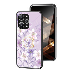 Funda Bumper Silicona Gel Espejo Flores Carcasa S01 para Xiaomi Redmi 12 4G Purpura Claro