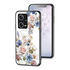 Funda Bumper Silicona Gel Espejo Flores Carcasa S01 para Xiaomi Redmi Note 12 Pro 5G Blanco