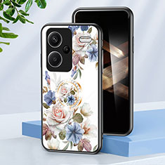 Funda Bumper Silicona Gel Espejo Flores Carcasa S01 para Xiaomi Redmi Note 13 Pro+ Plus 5G Blanco