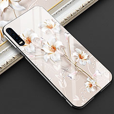 Funda Bumper Silicona Gel Espejo Flores Carcasa S02 para Huawei P30 Blanco