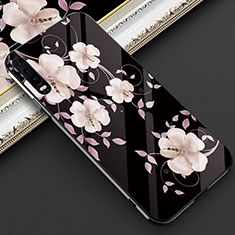 Funda Bumper Silicona Gel Espejo Flores Carcasa S02 para Huawei P30 Morado