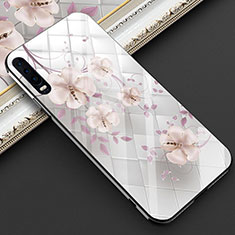 Funda Bumper Silicona Gel Espejo Flores Carcasa S02 para Huawei P30 Rosa