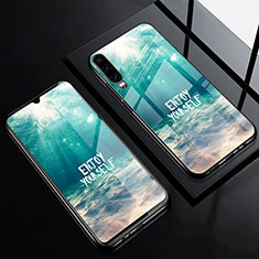 Funda Bumper Silicona Gel Espejo Patron de Moda Carcasa F01 para Huawei P30 Cian