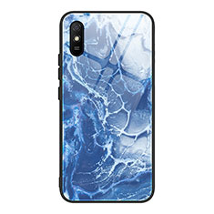 Funda Bumper Silicona Gel Espejo Patron de Moda Carcasa JM1 para Xiaomi Redmi 9AT Azul Real