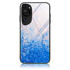 Funda Bumper Silicona Gel Espejo Patron de Moda Carcasa JM3 para Huawei P60 Art Azul