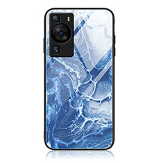 Funda Bumper Silicona Gel Espejo Patron de Moda Carcasa JM3 para Huawei P60 Pro Azul Real