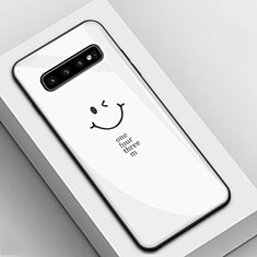 Funda Bumper Silicona Gel Espejo Patron de Moda Carcasa K01 para Samsung Galaxy S10 Blanco