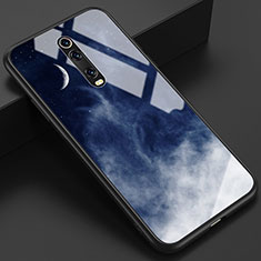 Funda Bumper Silicona Gel Espejo Patron de Moda Carcasa K01 para Xiaomi Mi 9T Azul y Negro