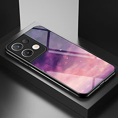 Funda Bumper Silicona Gel Espejo Patron de Moda Carcasa LS1 para Oppo Reno9 Pro+ Plus 5G Morado