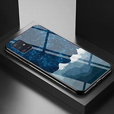 Funda Bumper Silicona Gel Espejo Patron de Moda Carcasa LS1 para Samsung Galaxy A51 4G Azul
