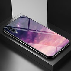 Funda Bumper Silicona Gel Espejo Patron de Moda Carcasa LS1 para Samsung Galaxy A70 Morado
