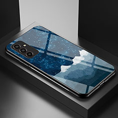 Funda Bumper Silicona Gel Espejo Patron de Moda Carcasa LS1 para Samsung Galaxy M13 4G Azul