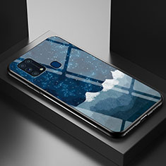 Funda Bumper Silicona Gel Espejo Patron de Moda Carcasa LS1 para Samsung Galaxy M21s Azul