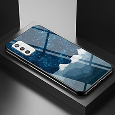 Funda Bumper Silicona Gel Espejo Patron de Moda Carcasa LS1 para Samsung Galaxy M52 5G Azul