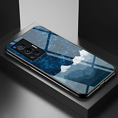 Funda Bumper Silicona Gel Espejo Patron de Moda Carcasa LS1 para Vivo X70 Pro 5G Azul