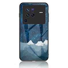 Funda Bumper Silicona Gel Espejo Patron de Moda Carcasa LS1 para Vivo X80 Pro 5G Azul