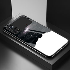 Funda Bumper Silicona Gel Espejo Patron de Moda Carcasa LS1 para Xiaomi Redmi Note 11E Pro 5G Negro