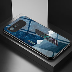 Funda Bumper Silicona Gel Espejo Patron de Moda Carcasa LS2 para Asus ROG Phone 6 Pro Azul